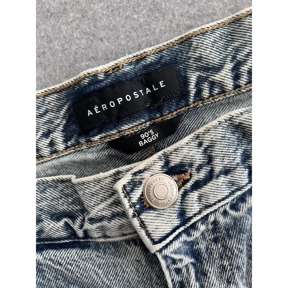 Aeropostale 90's Baggy Women's Jeans Size 10R Y2K Wide Leg Light‎ Acid Wash 32
